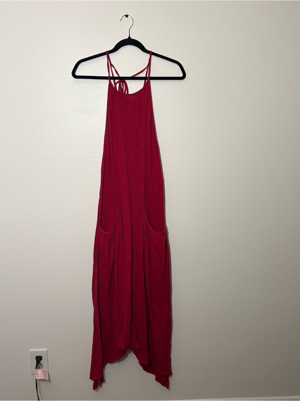 free people beach red handkerchief dress Small Festival Boho Lagenlook